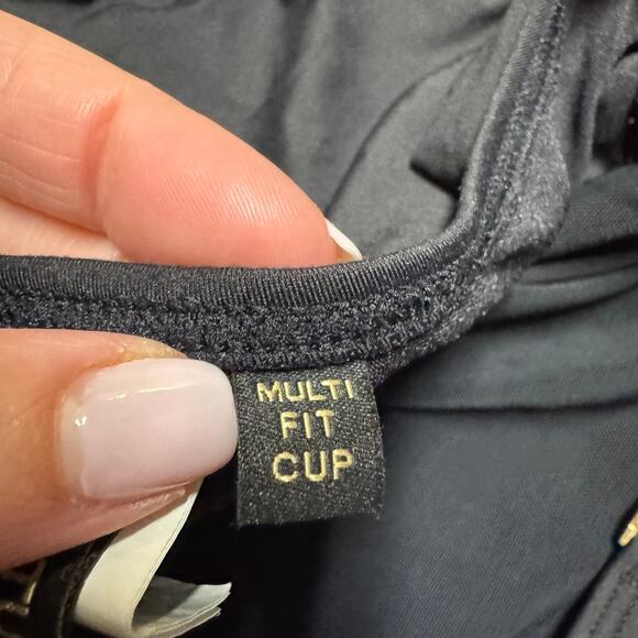 Niptuck Womens Solid Black One Piece Lace Up Open Back Swim Suit Size 6 Small - Picture 5 of 6